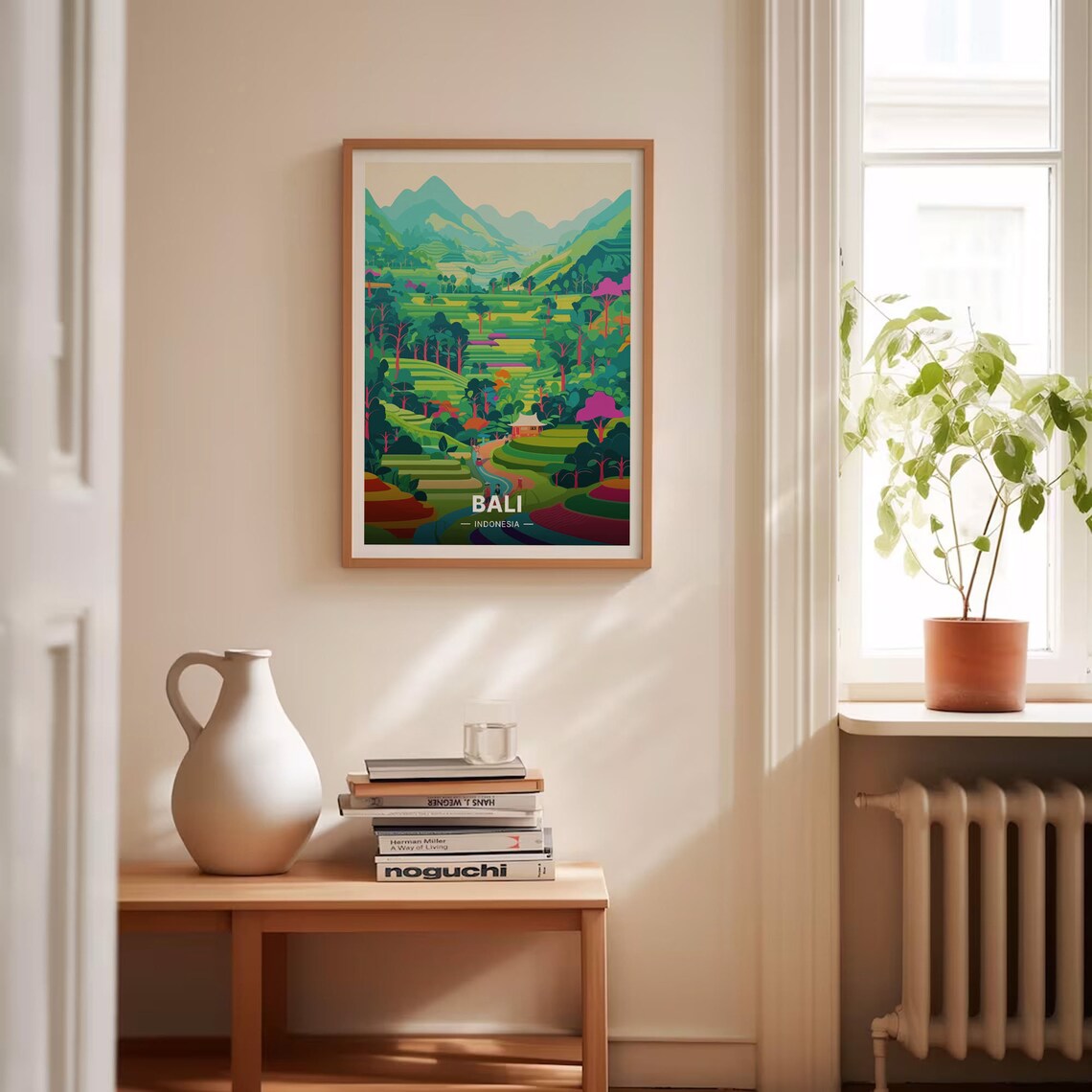 Bali Indonesia Vintage Travel Poster Lush Rice Terrace Jungle Art - Image 4