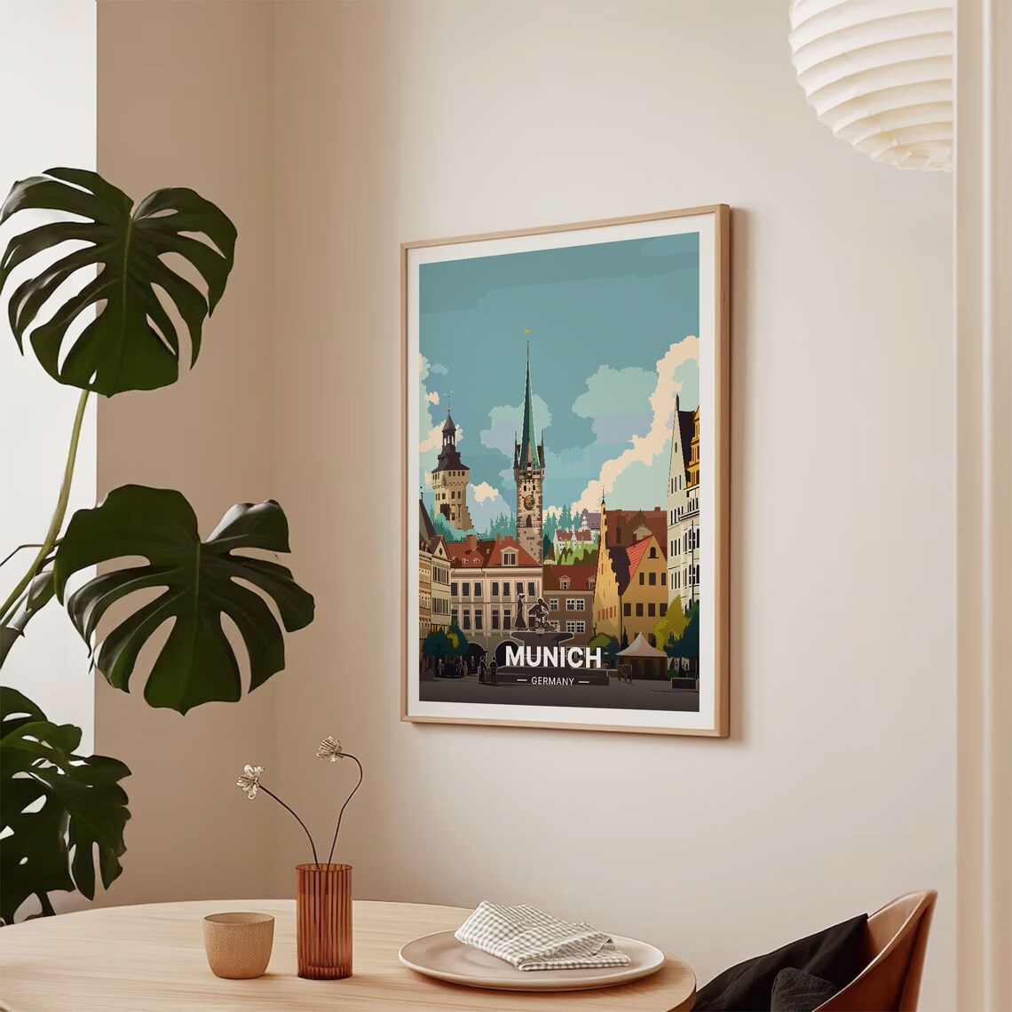 Munich Travel Poster, Germany Cityscape Art Print - Image 2