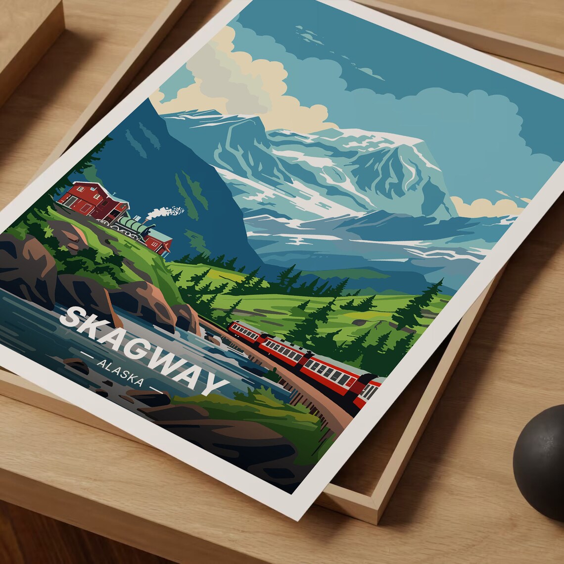 Skagway Alaska Travel Poster, Scenic Landscape Art Print - Image 3