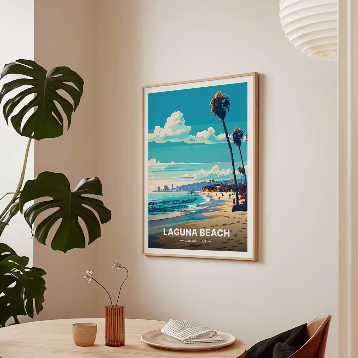 Laguna Beach Los Angeles Palms Pier Sunset California Travel Poster - Image 2