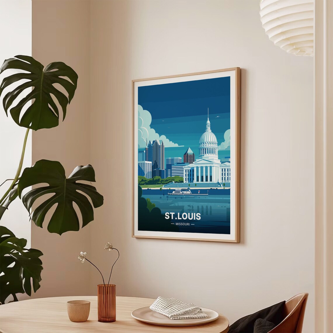 St Louis Missouri City Skyline Riverboat Vintage Travel Poster - Image 2