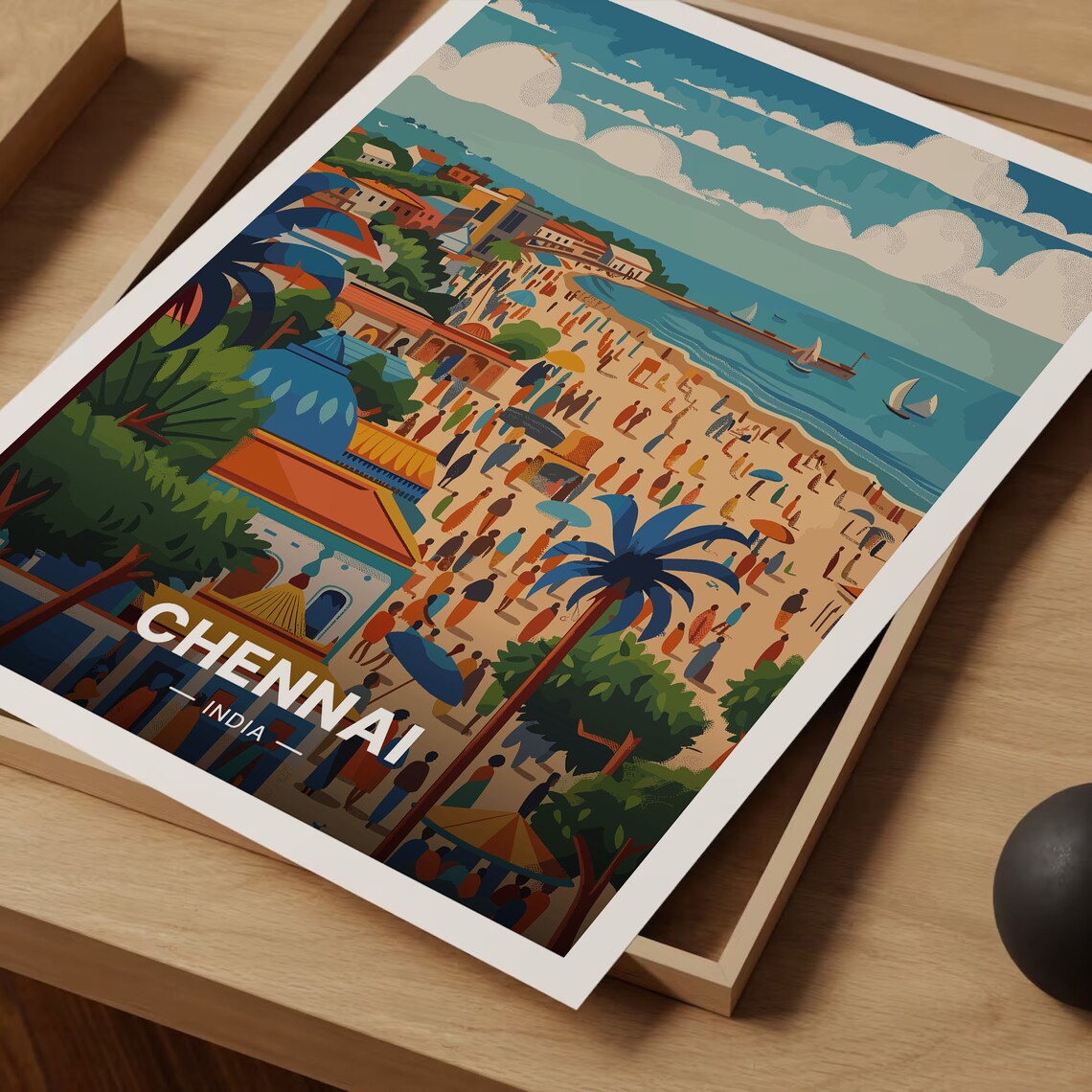 Chennai India Travel Poster, Vibrant City Landscape - Image 3