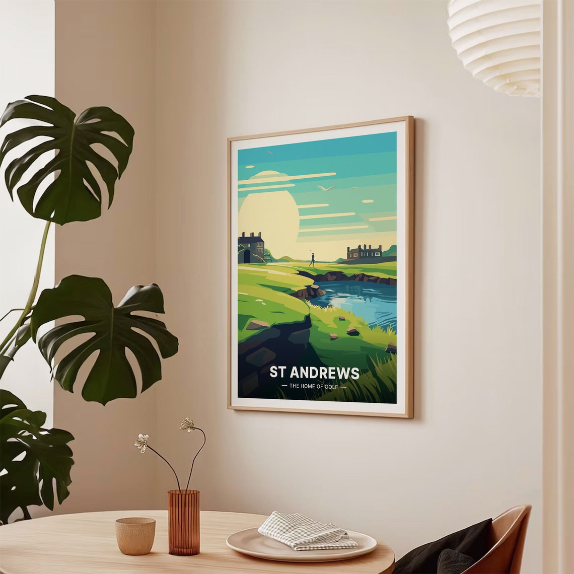 St Andrews Scotland Golf Course Links Sunrise Golfer Art Poster - Image 2