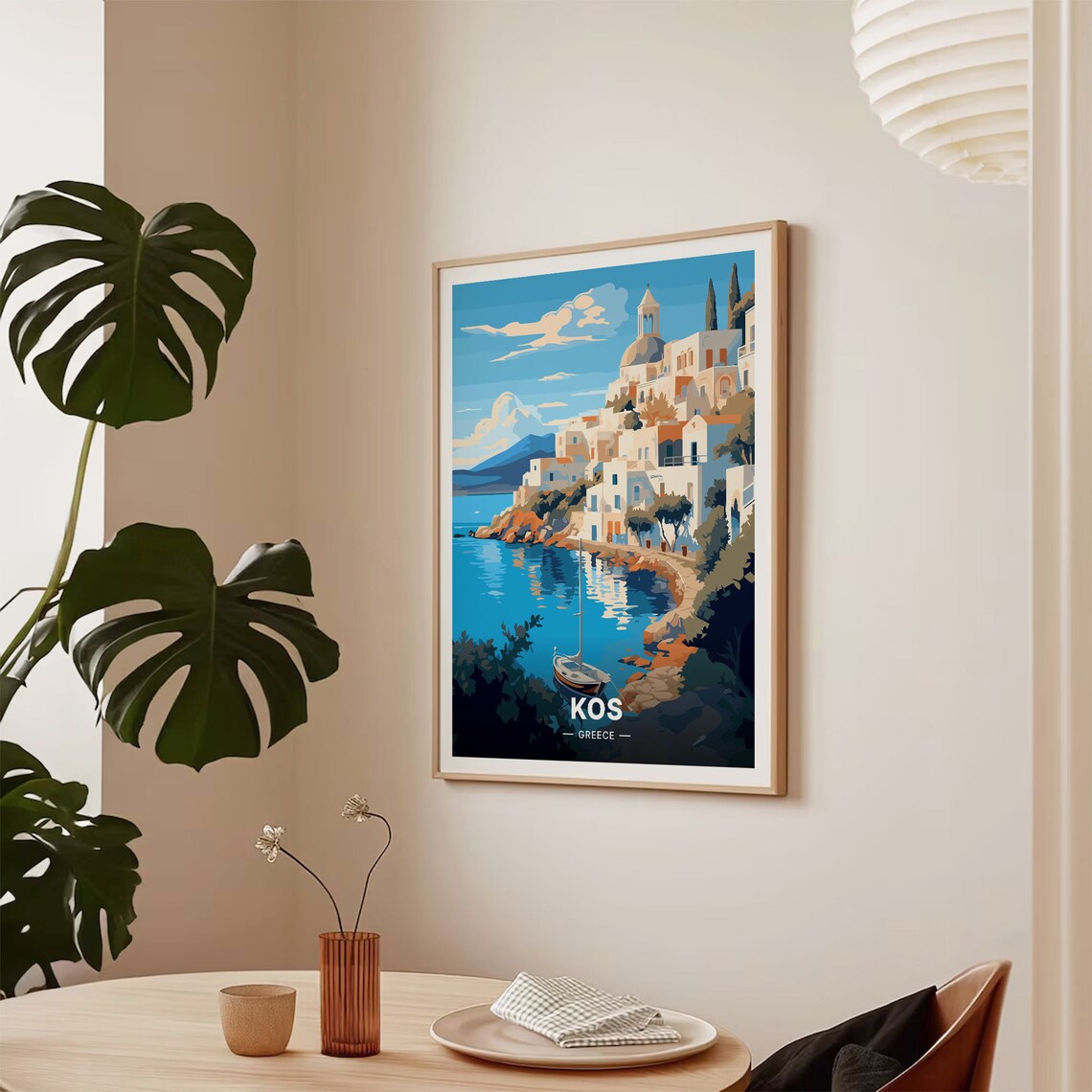 Kos Greece Whitewashed Village Harbor Aegean Sea Travel Poster - Image 2