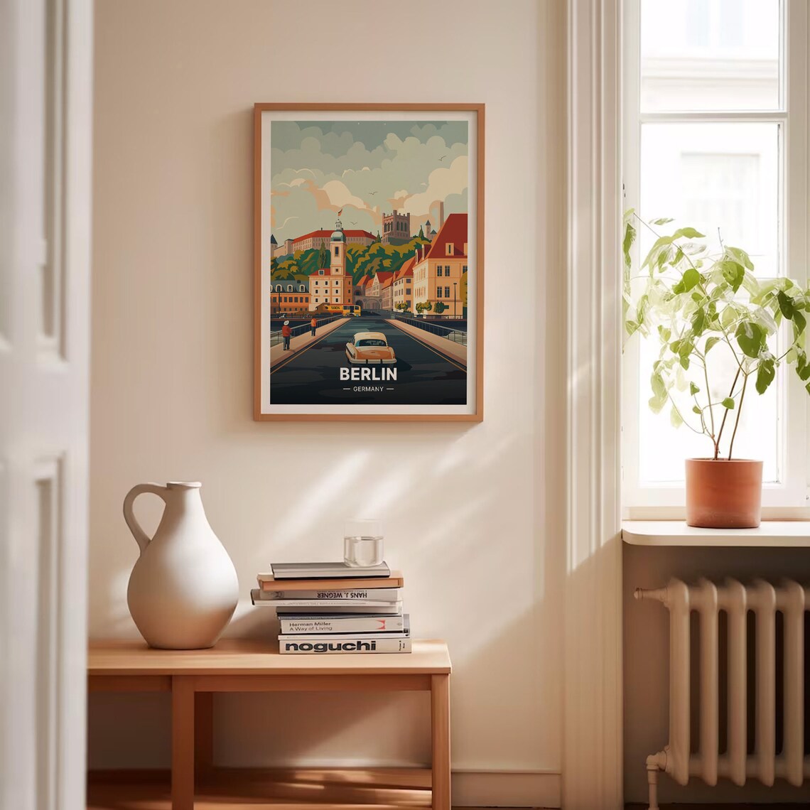 Berlin Germany Classic Car Bridge Riverside Vintage Travel Poster - Image 4