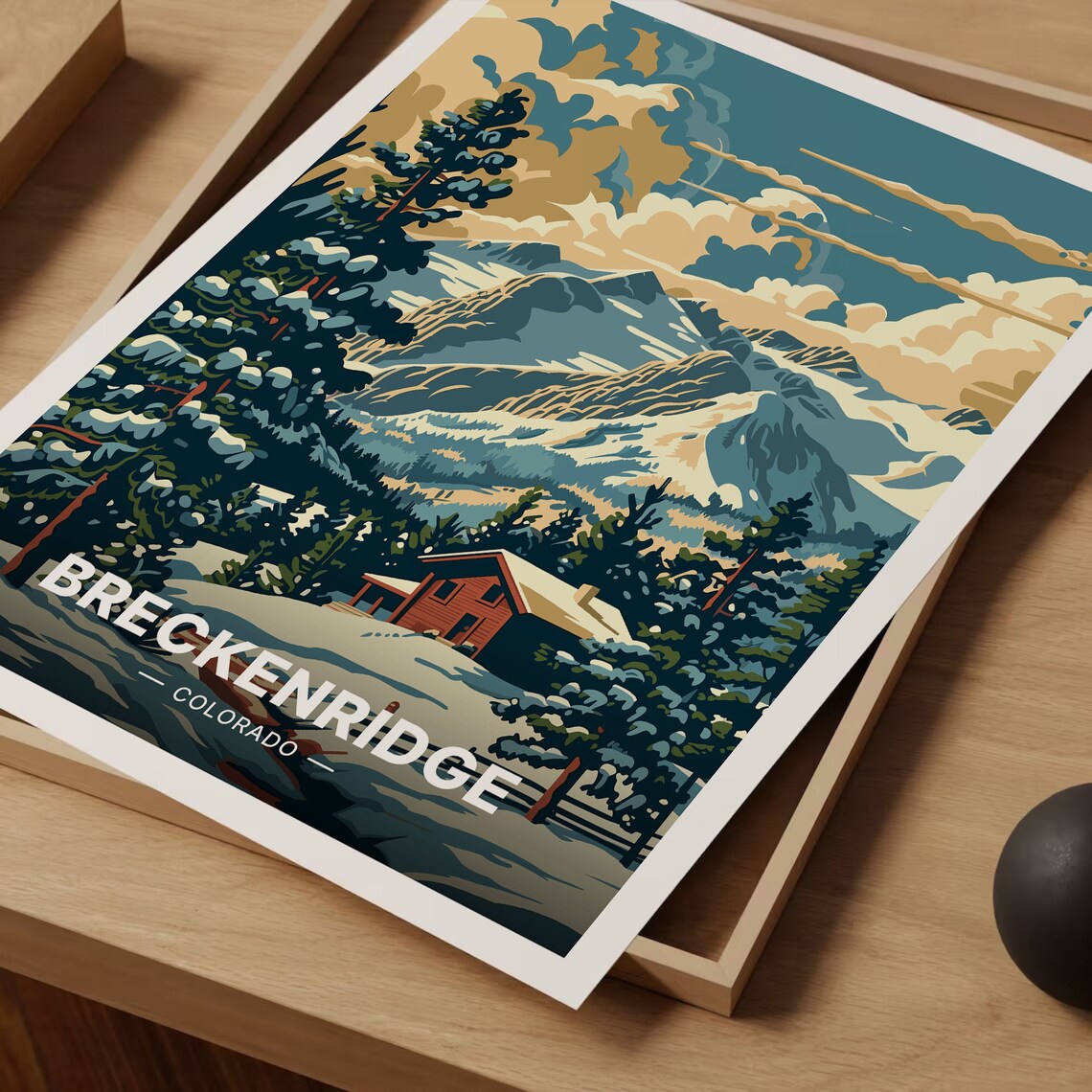 Breckenridge Ski Resort Travel Poster, Mountain Landscape - Image 3
