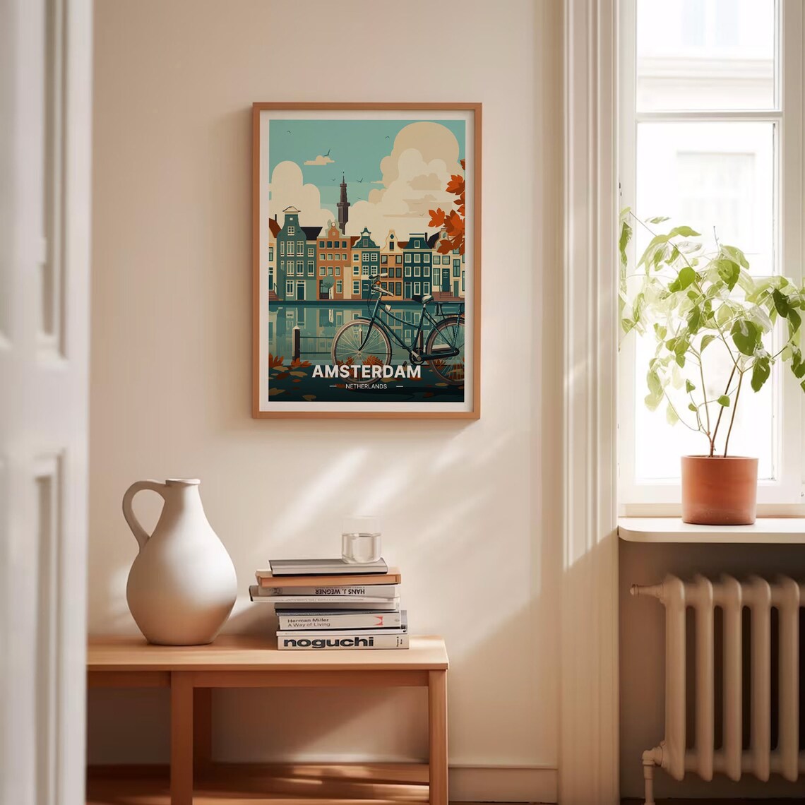 Amsterdam Netherlands Canal Houses Bicycle Vintage Travel Poster - Image 4