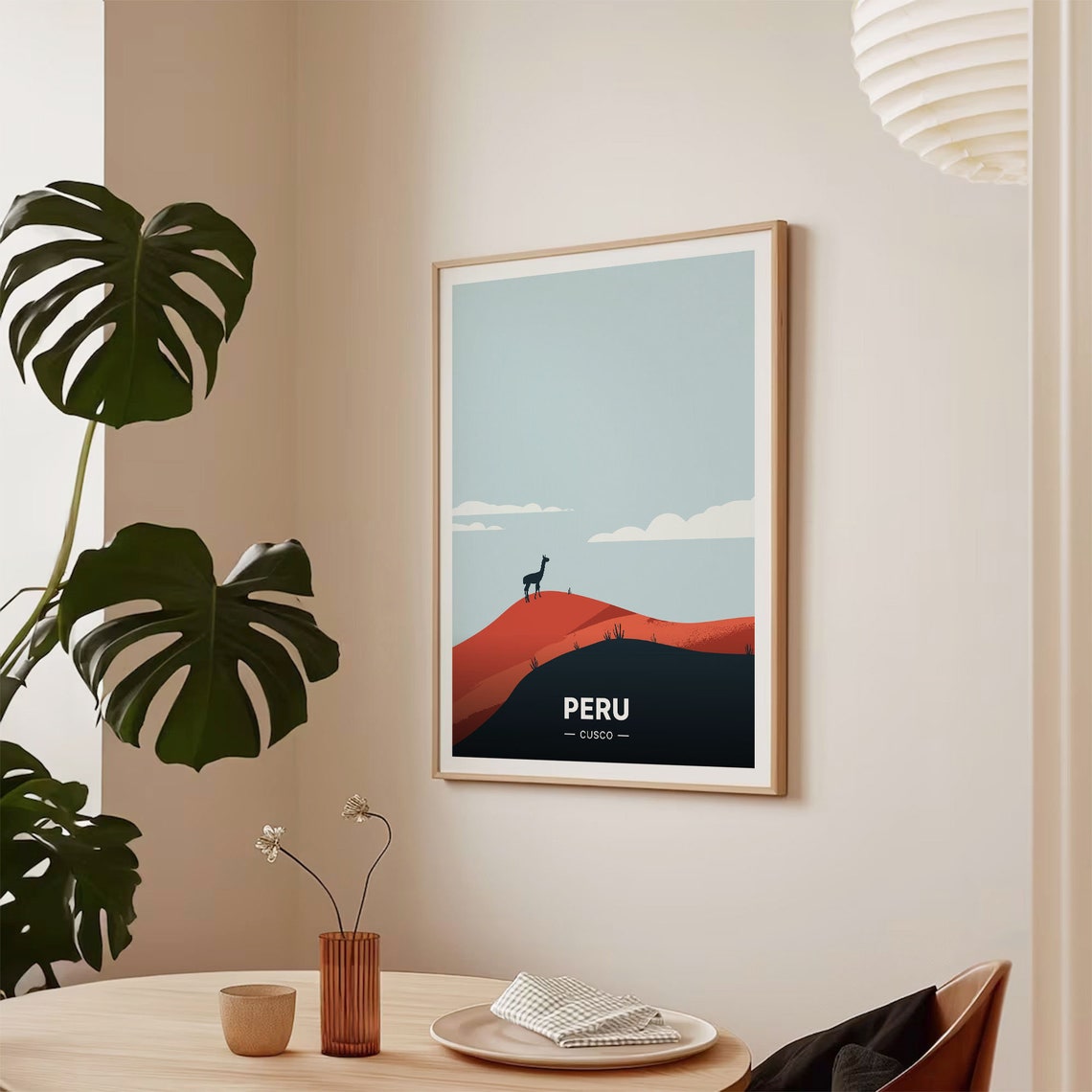 Cusco Peru Minimalist Llama Mountain Silhouette Art Travel Poster - Image 2