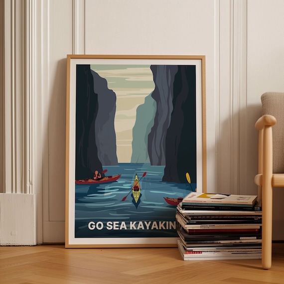 Go Sea Kayaking River Canyon Paddling Adventure Sport Poster