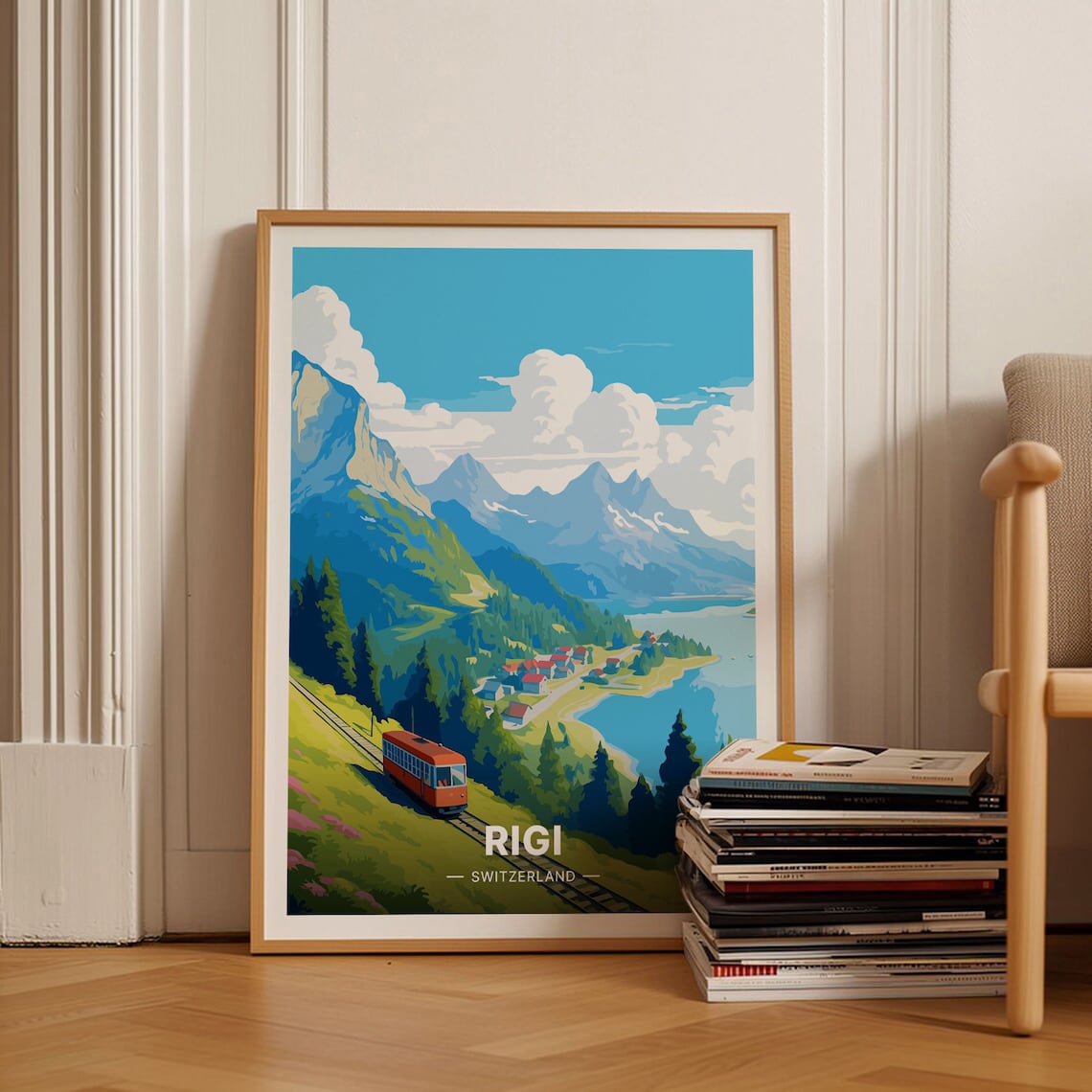 Switzerland Rigi Mountain Travel Poster, Swiss Alps