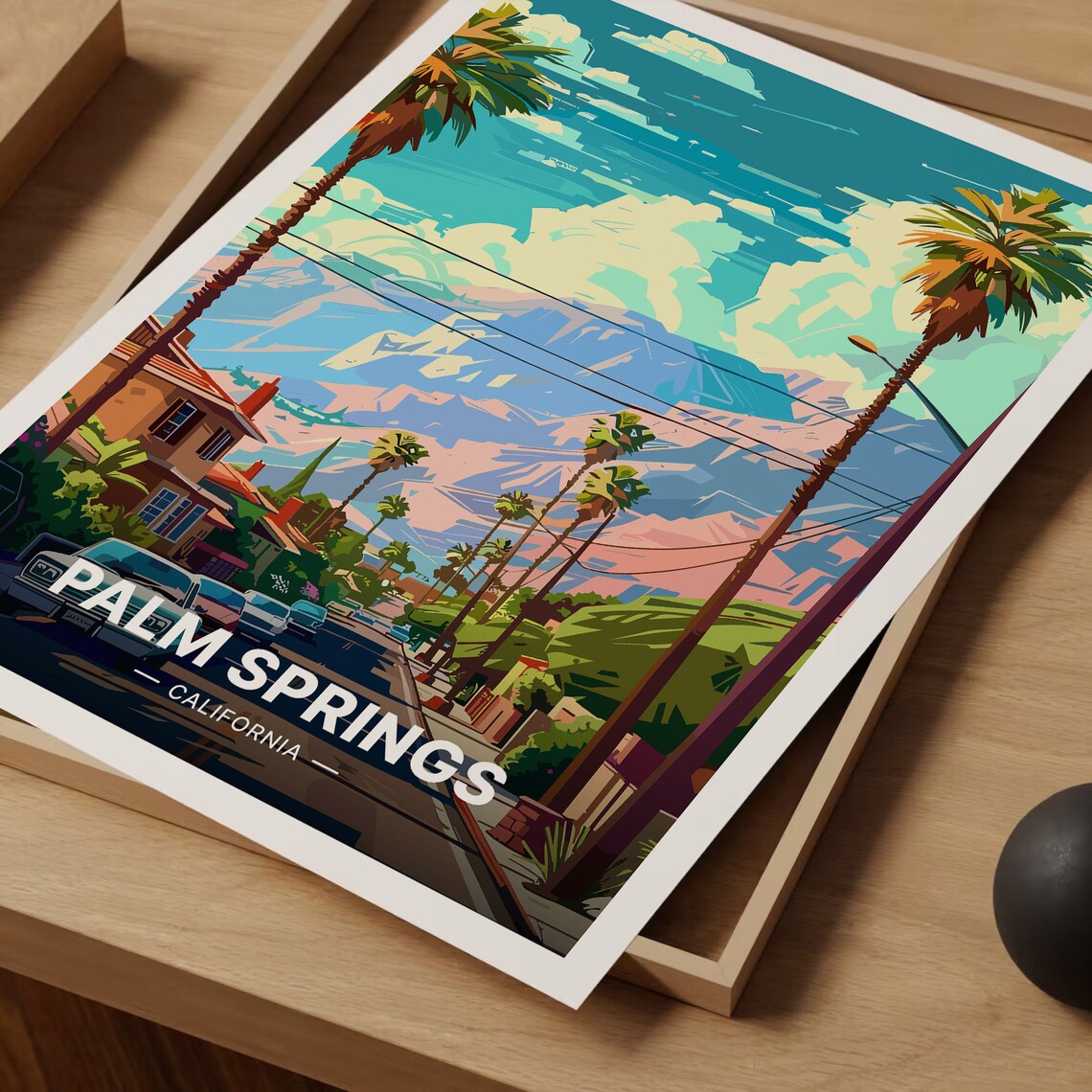 Palm Springs Retro Travel Poster, California Landscape - Image 3