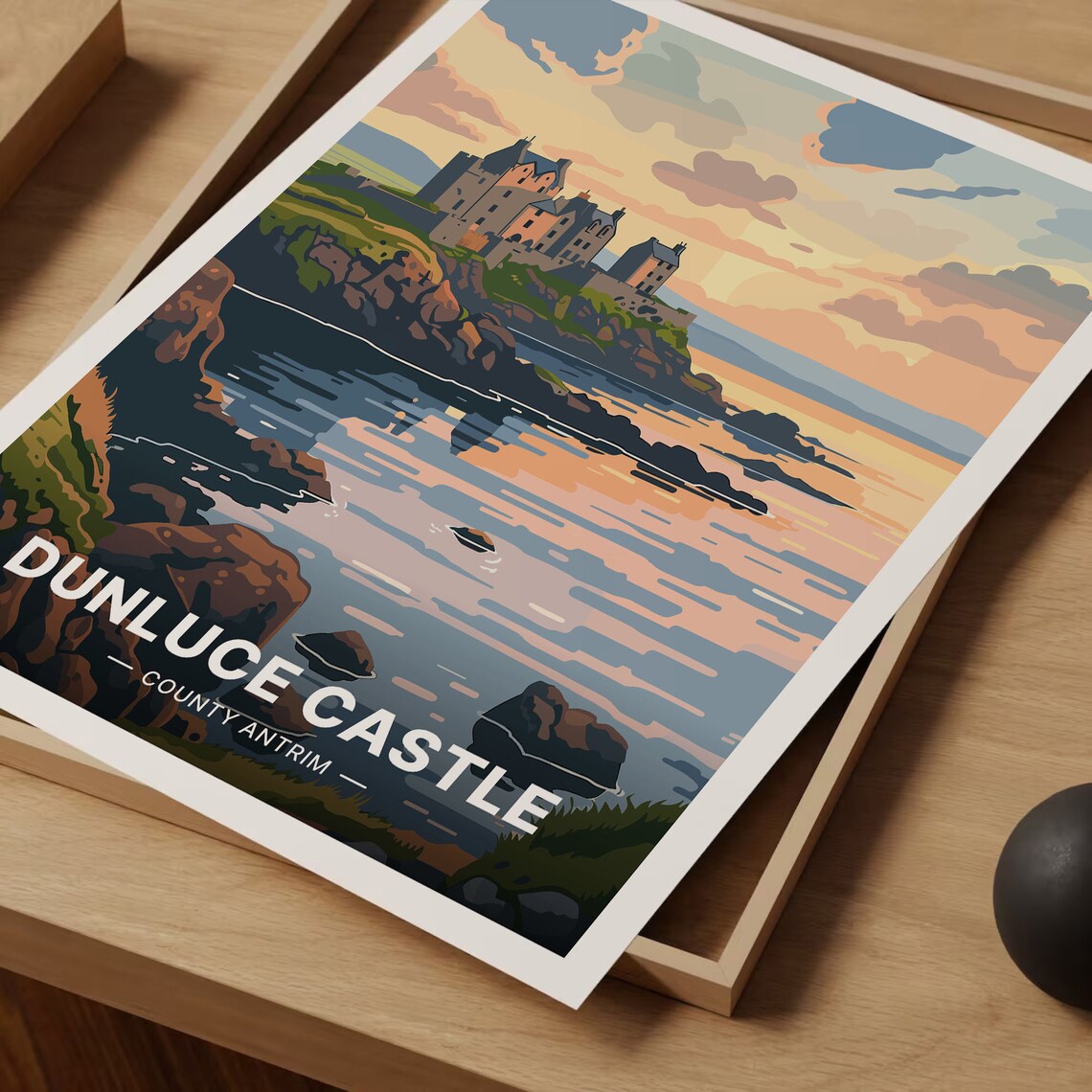 Dunluce Castle County Antrim Sea Cliff Ruins Sunset Travel Poster Art - Image 3