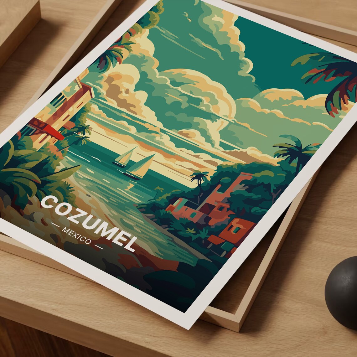 Cozumel Travel Poster, Vibrant Destination Art Print - Image 3
