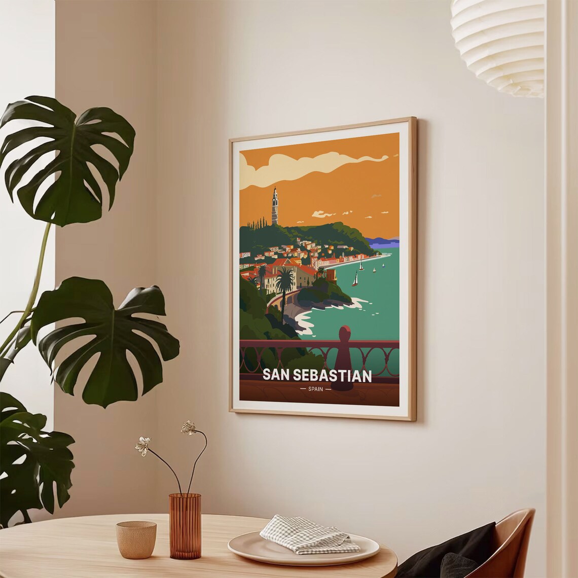 San Sebastian Travel Poster, Spain Cityscape - Image 2