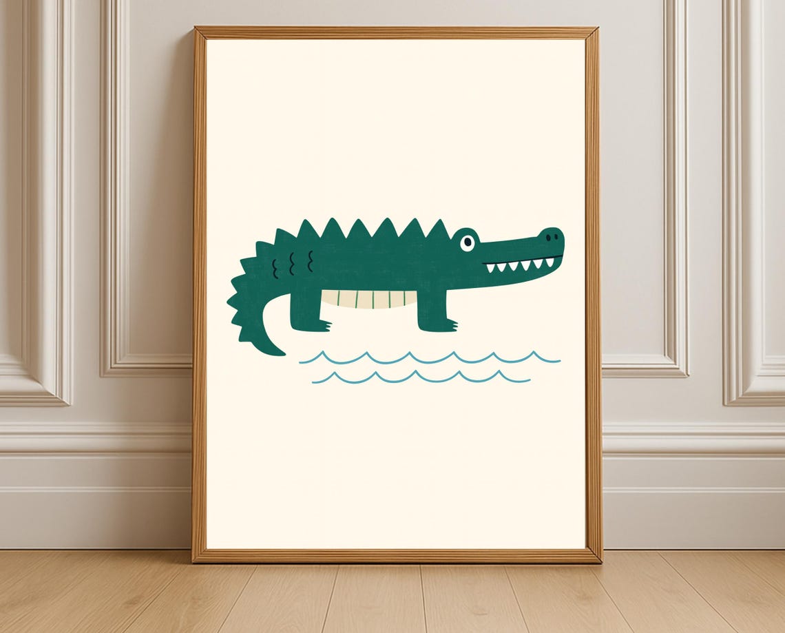Cute Crocodile Nursery Wall Art For Kids Room Playroom Decor
