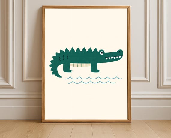 Crocodile Wall Art Print Alligator Nursery Kids Room Playroom Decor Jungle Animal Poster Gender Neutral Instant