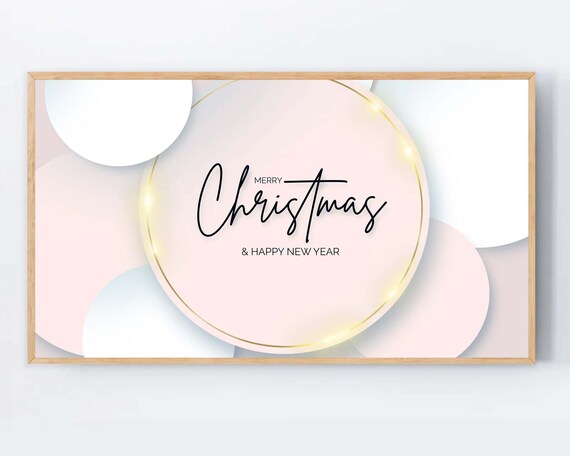 Merry Christmas Happy New Year Modern Pink Gold Circle Script Poster