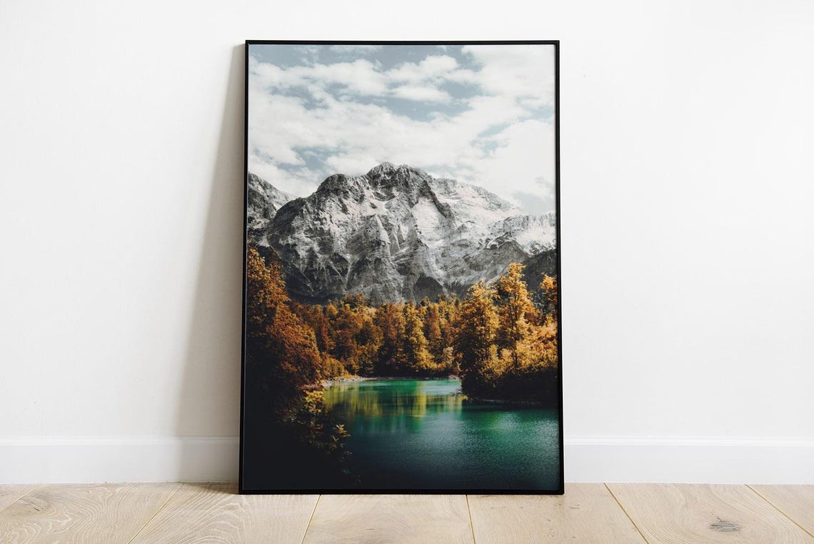 Lake Braies Italy Mountain Lake Autumn Reflection Photo Poster