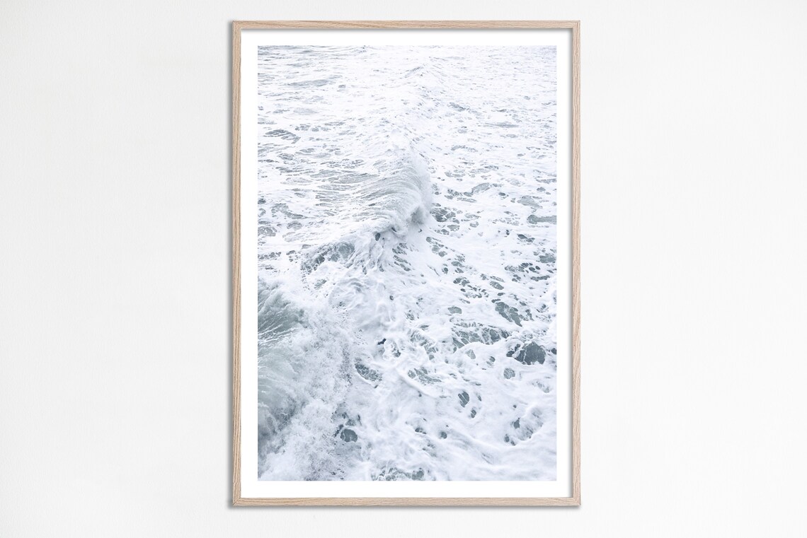 Ocean Waves Aerial Photography Pastel Seafoam Minimal Poster