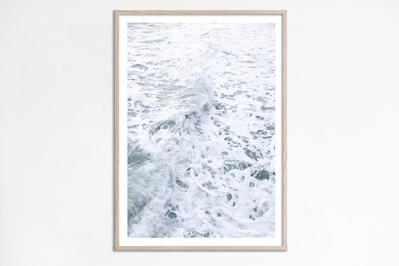 Ocean Waves Aerial Photography Pastel Seafoam Minimal Poster