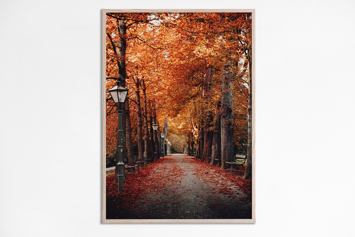 Autumn Road Landscape Art Print, Fall Decor