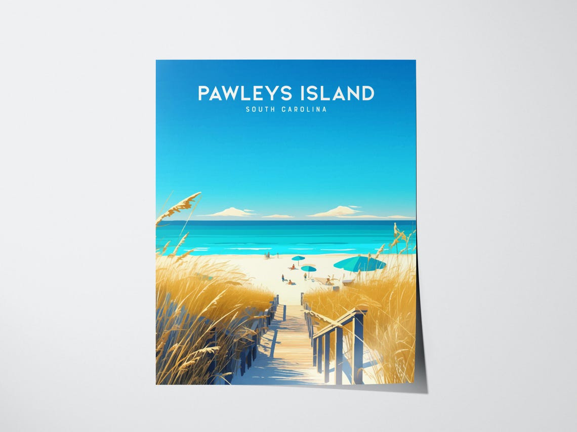 Pawleys Island South Carolina Beach Boardwalk Dunes Travel Poster