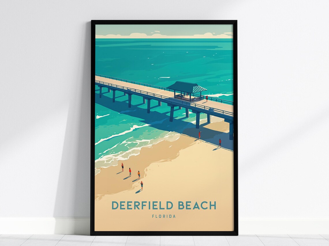 Deerfield Beach Pier South Florida Travel Poster