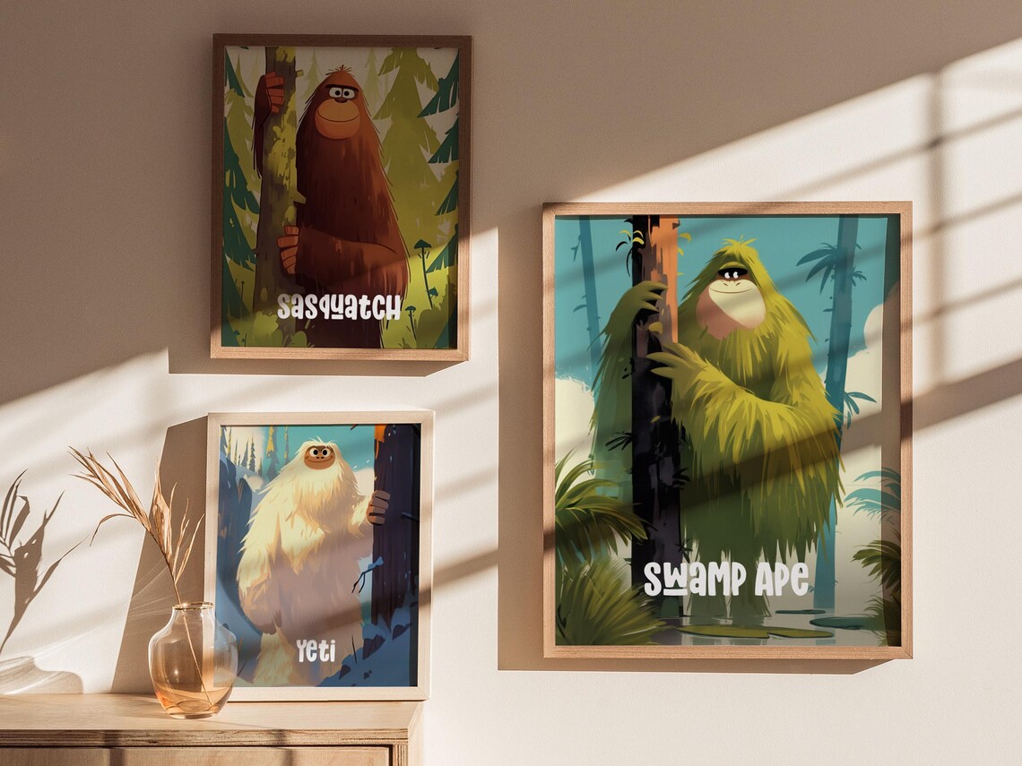 Silly Swamp Ape Cute Cryptid Bigfoot Kids Room Jungle Poster - Image 4