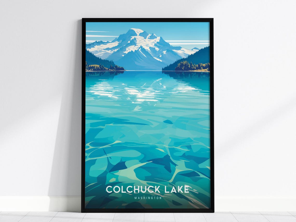 Colchuck Lake Washington Turquoise Lake Alpine Peak Travel Poster