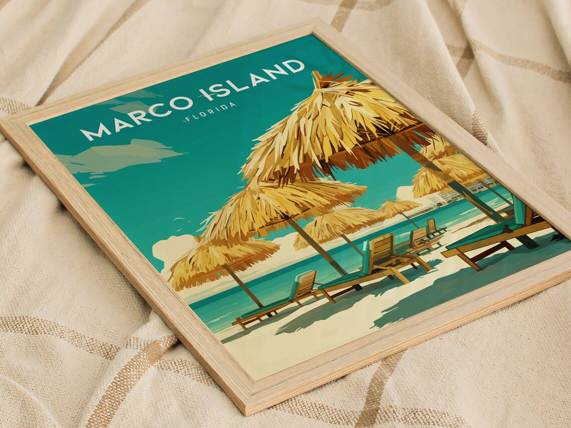 Marco Island Florida Travel Poster, Gulf Coast Beach - Image 3