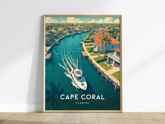 Cape Coral Florida Poster, Gulf Coast Travel Print