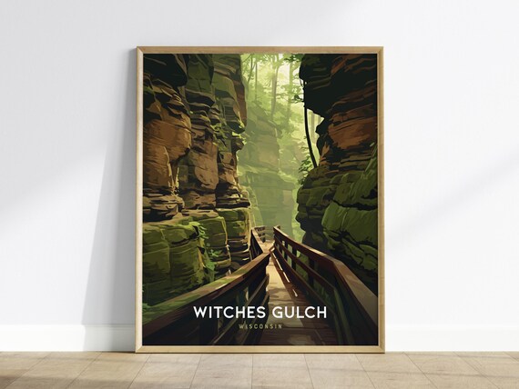Witches Gulch Wisconsin Mossy Canyon Boardwalk Travel Art Poster