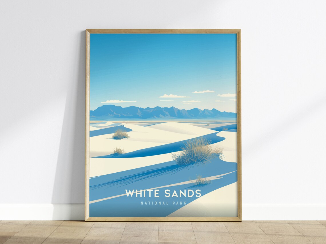 White Sands National Park New Mexico Gypsum Dunes Travel Art Poster