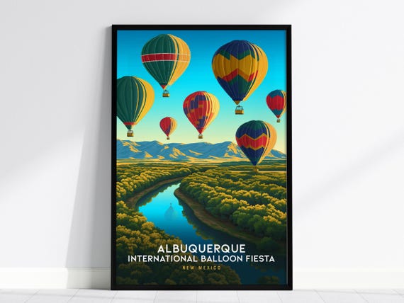 Albuquerque Balloon Fiesta Art Print New Mexico Festival Wall Decor Framed Or Unframed