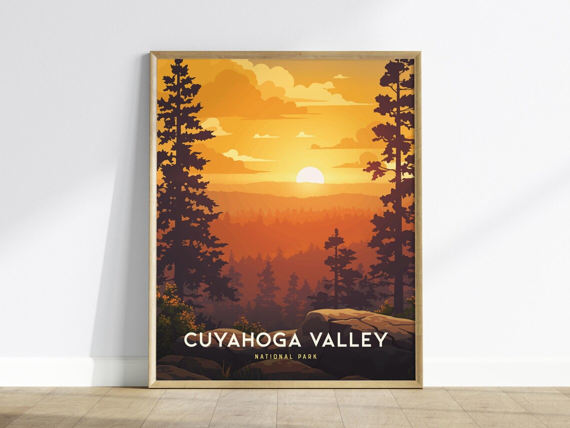 Cuyahoga Valley National Park Poster Sunset Forest Pines Ohio Art