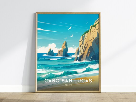 Cabo San Lucas Mexico El Arco Rock Arch Coastal Waves Travel Poster