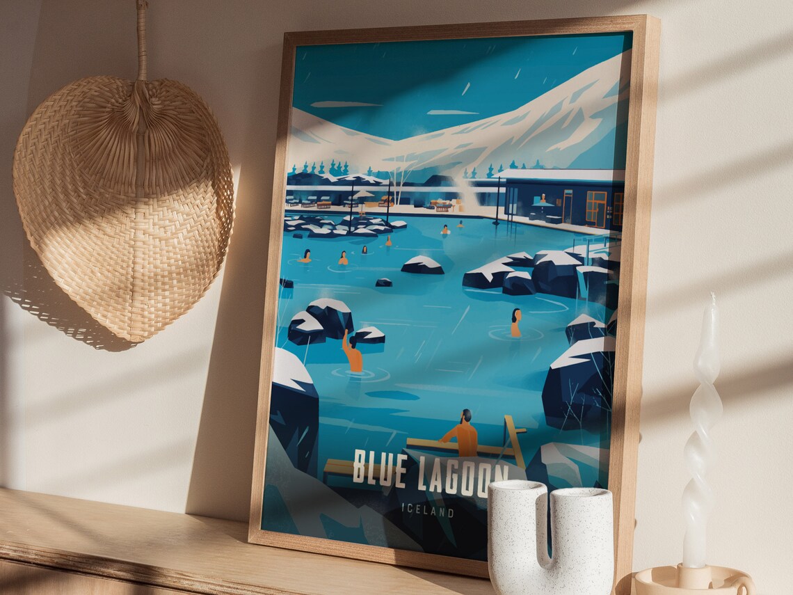 Blue Lagoon Iceland Geothermal Spa Winter Soak Vintage Travel Poster - Image 4