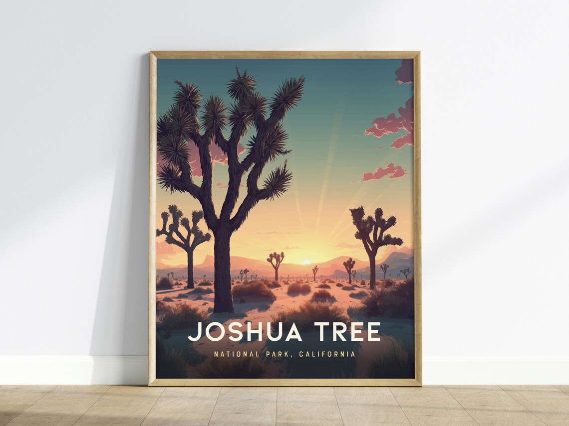Joshua Tree National Park Desert Sunset California Vintage Travel Poster