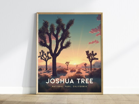 Joshua Tree National Park Desert Sunset California Vintage Travel Poster