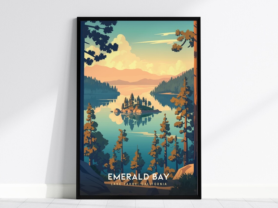 Emerald Bay Lake Tahoe Travel Poster, State Park