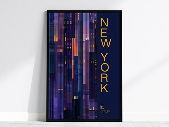 New York Empire State City Lights Abstract Night Travel Poster