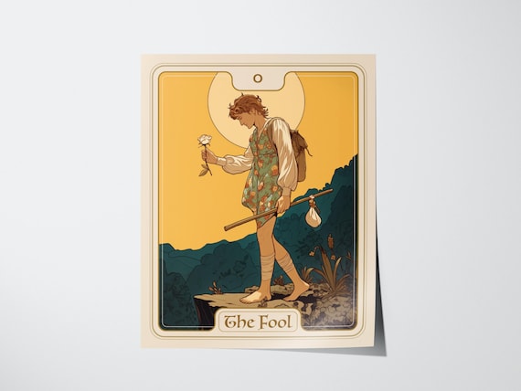 The Fool Tarot Card Golden Sun Traveler Bold Modern Arcana Poster