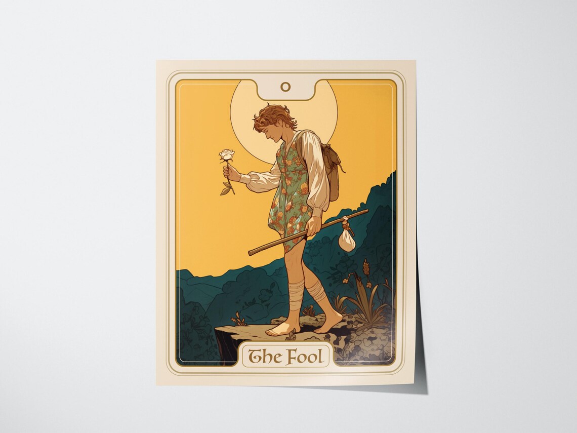 The Fool Tarot Card Golden Sun Traveler Bold Modern Arcana Poster