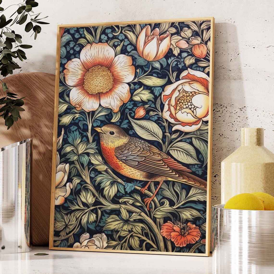 William Morris Inspired Poster Bird And Flowers Print Morris Art Art Nouveau Floral Print Botanical Vintage Art Nouveau Poster Ps0393 - Image 3