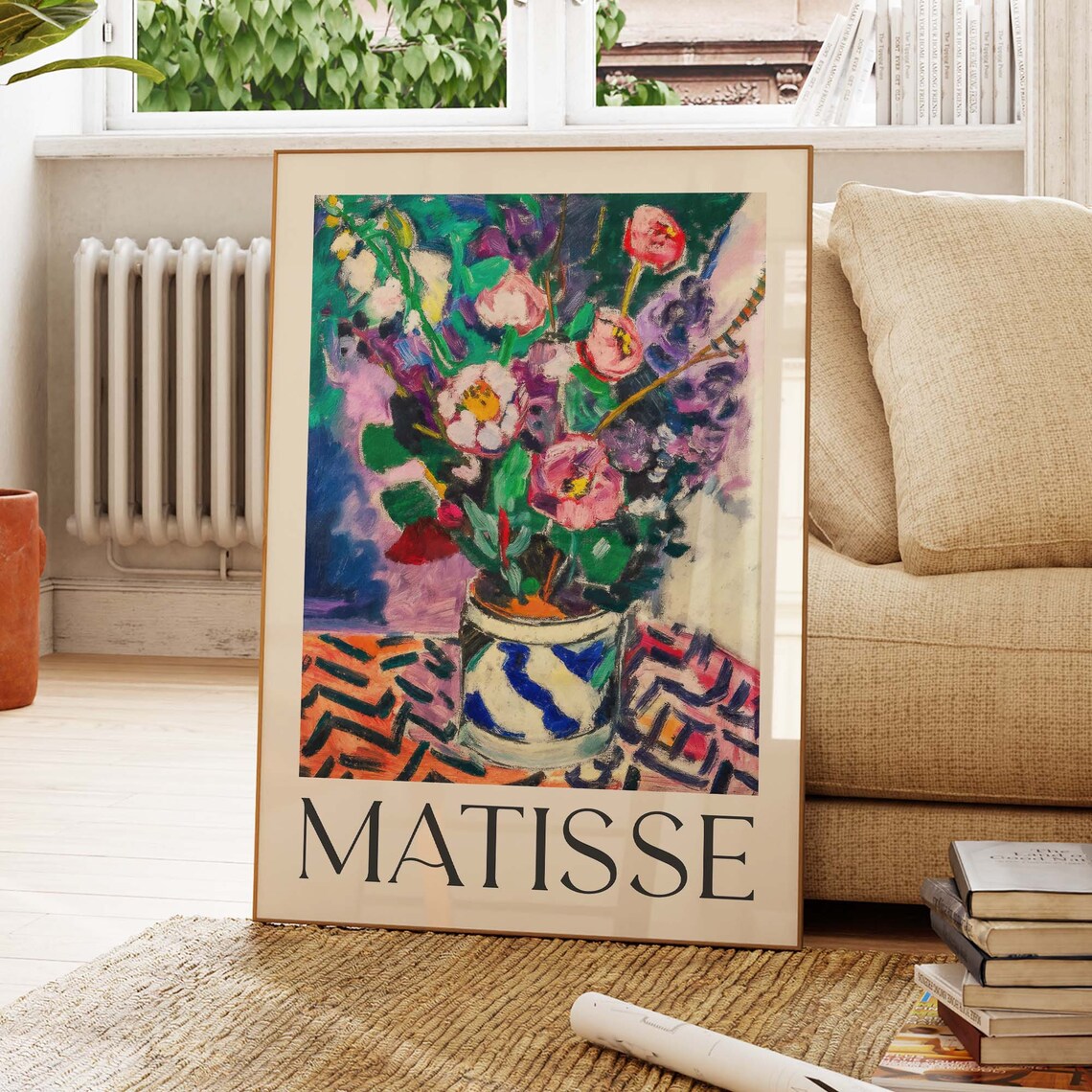 Matisse Style Peony Bouquet Fauvist Floral Still Life Poster