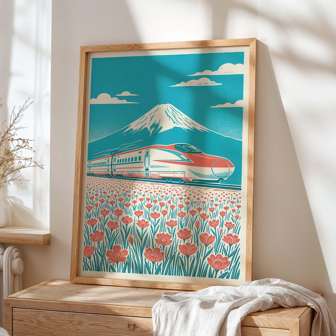 Japanese Bullet Train Travel Poster, Mount Fuji