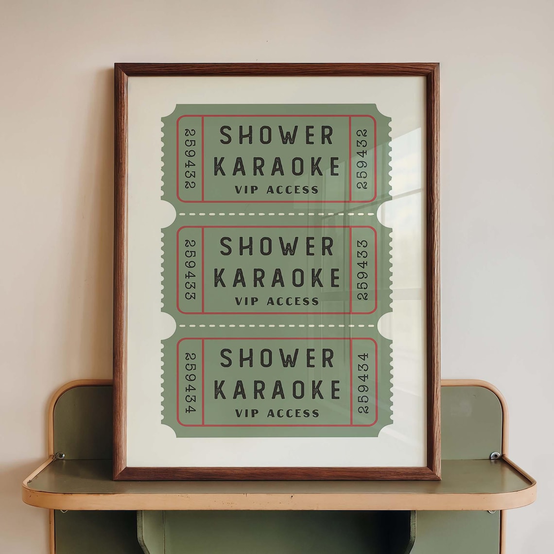 Shower Karaoke VIP Ticket Retro Bathroom Art Print