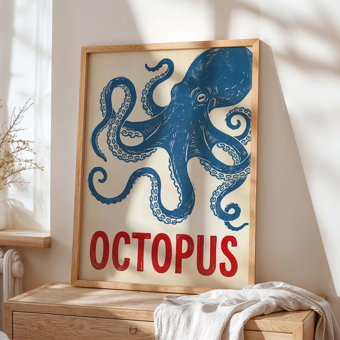 Vintage Octopus Coastal Kitchen Art Print