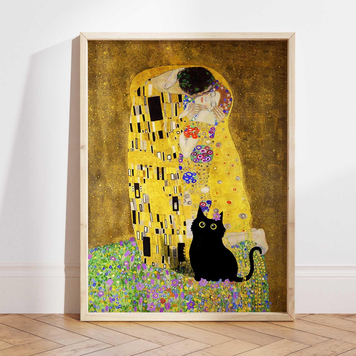 Black Cat Print, Gustav Klimt The Kiss Poster