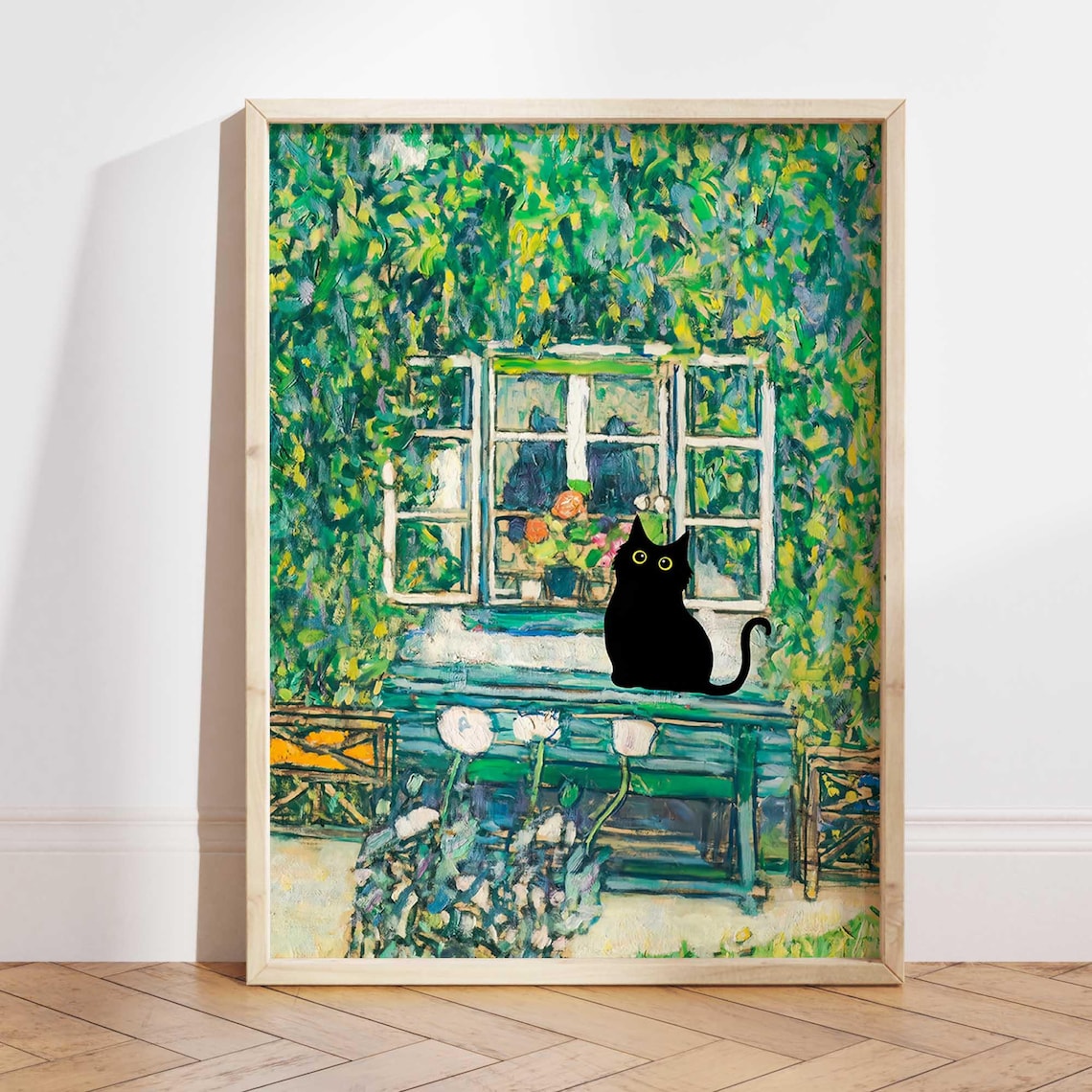 Black Cat Print, Gustav Klimt Poster Art